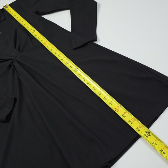 Modern Works Women’s Black Long Sleeves Collared Dress Front Twist Size Small - Picture 14 of 14